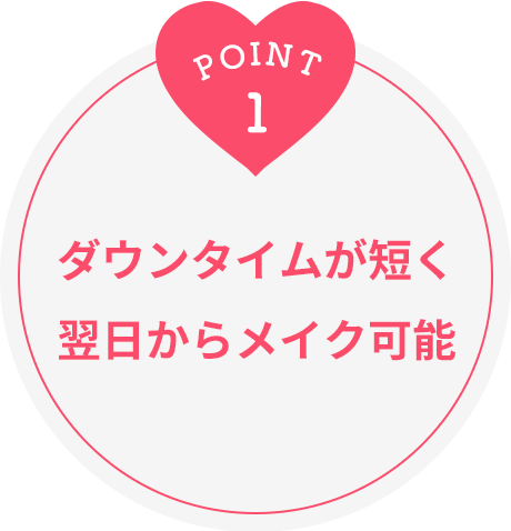 ダウンタイムが短く翌日からメイク可能