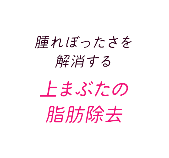 腫れぼったさを解消する 上まぶたの脂肪除去